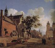 Jan van der Heyden Church of Jesus landscape oil